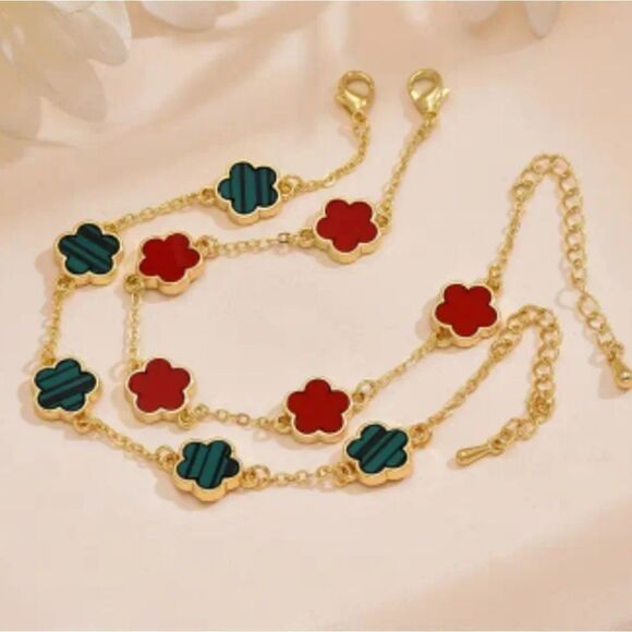 Five Leaf Clover Design Motif Bracelets - Set of 2 - Picture 1 of 2